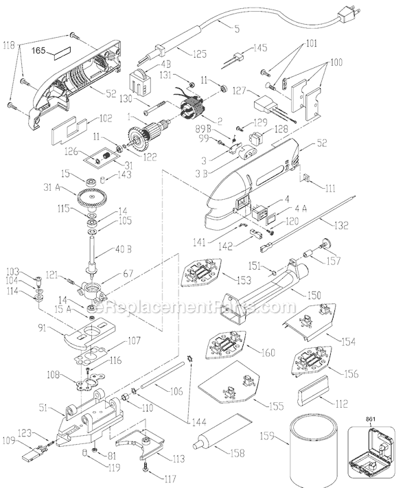Page A Diagram and Parts List for J-444 Type 2 Porter Cable Sander Polisher